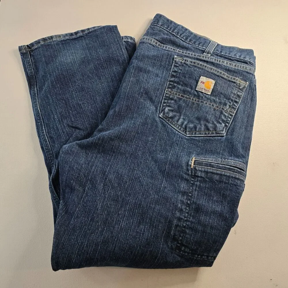 Carhartt Jeans Men's 44 x 30 Blue Utility Work Flame Resistant Classified UL